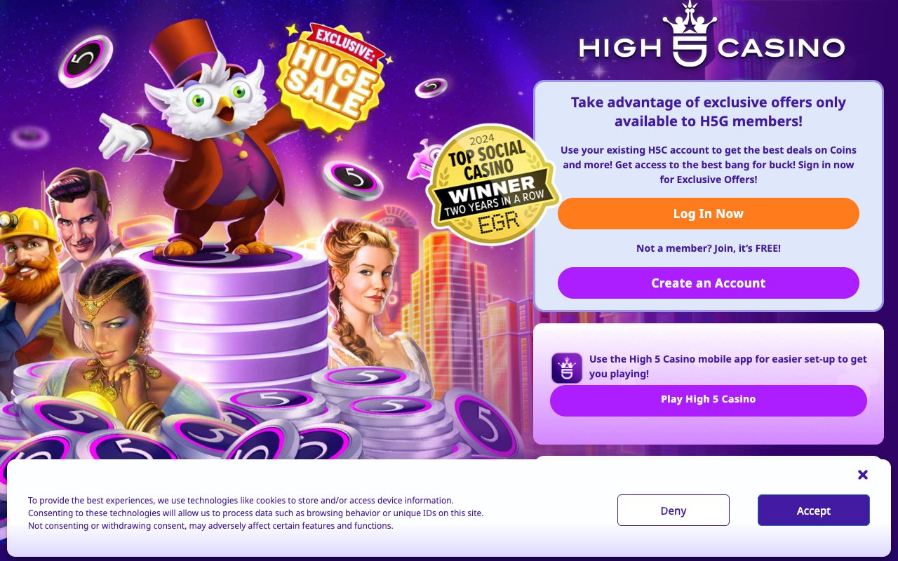 WOW Vegas website screenshot - sweepstakes casino lobby